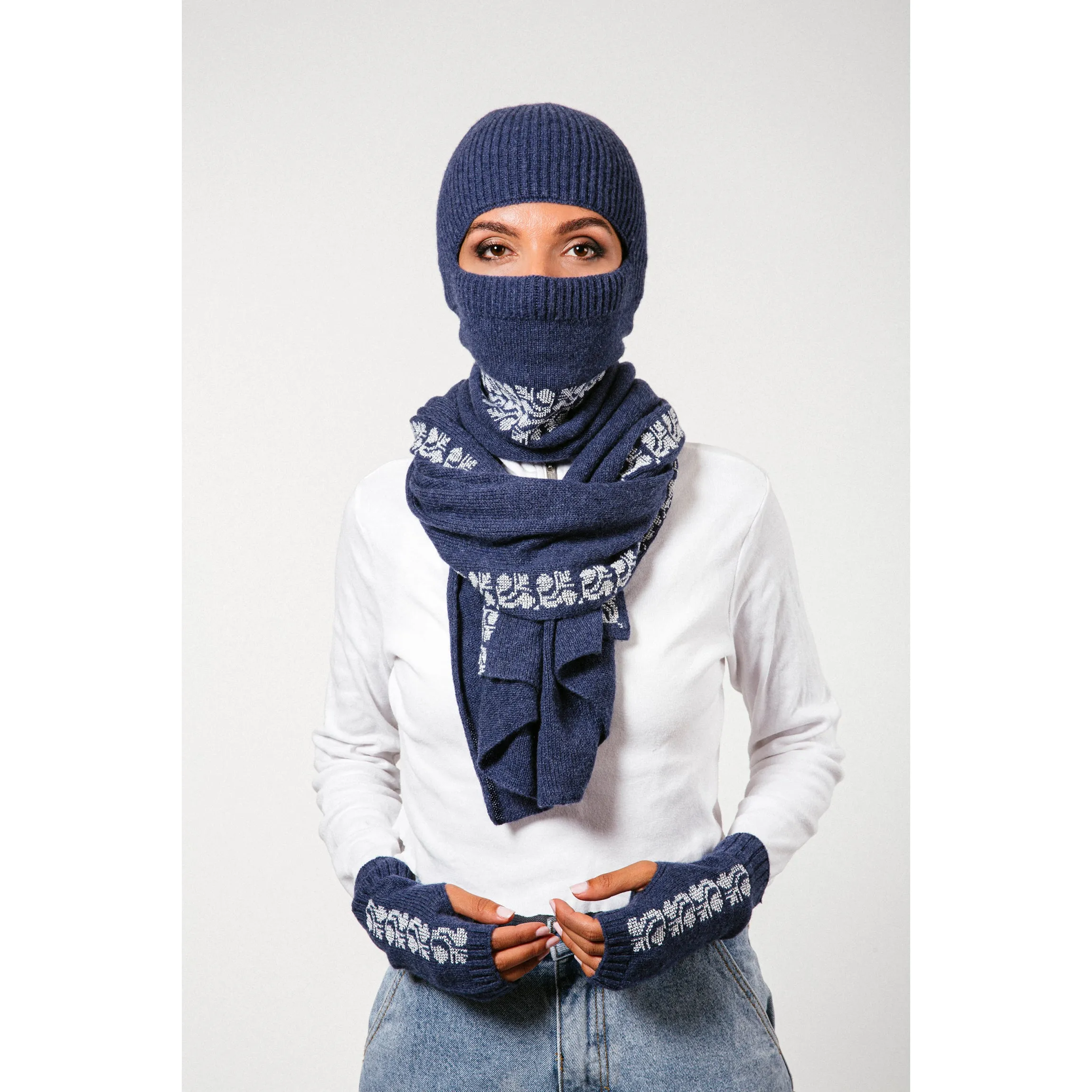 NOTTE BLUE CASHMERE BALACLAVA/BEANIE