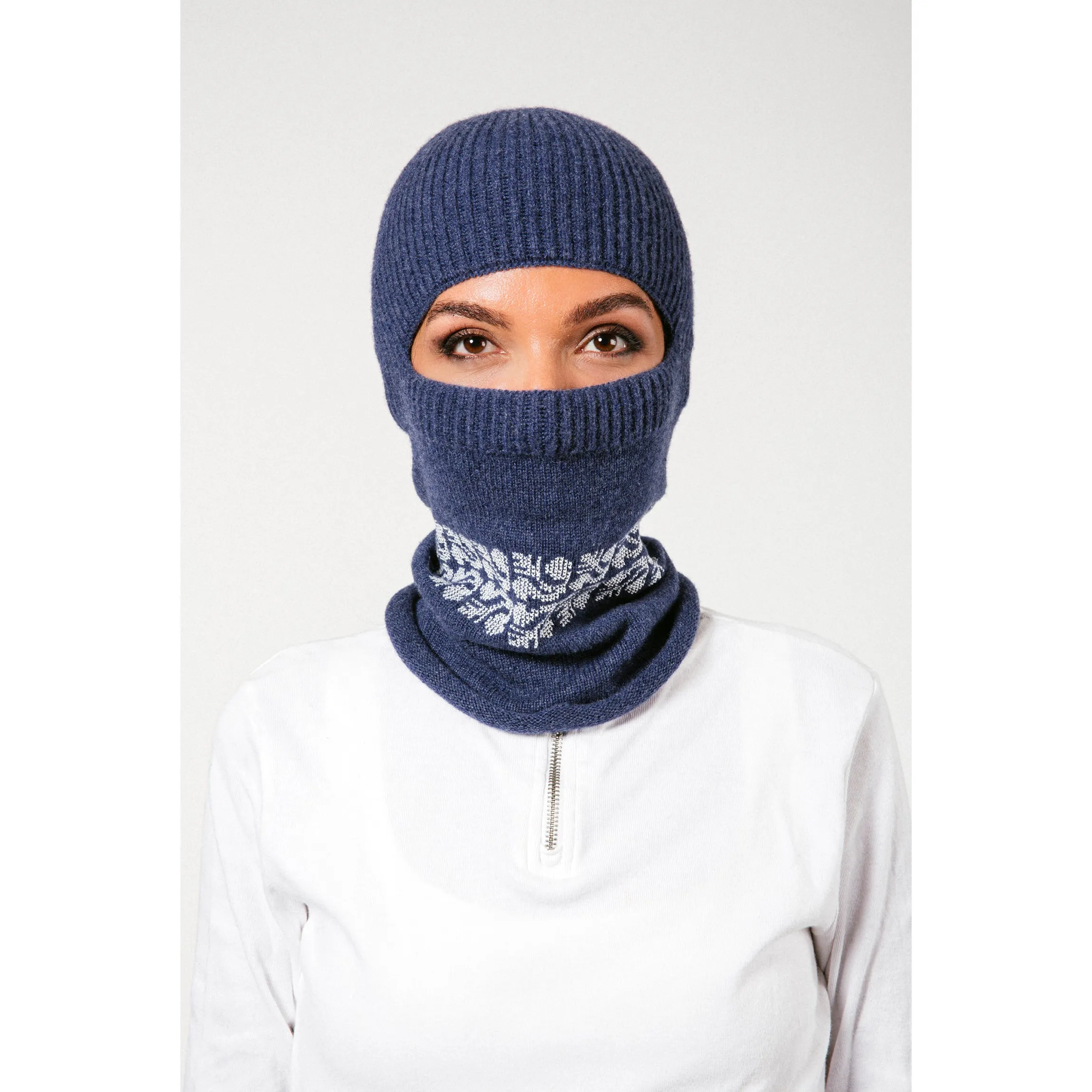 NOTTE BLUE CASHMERE BALACLAVA/BEANIE