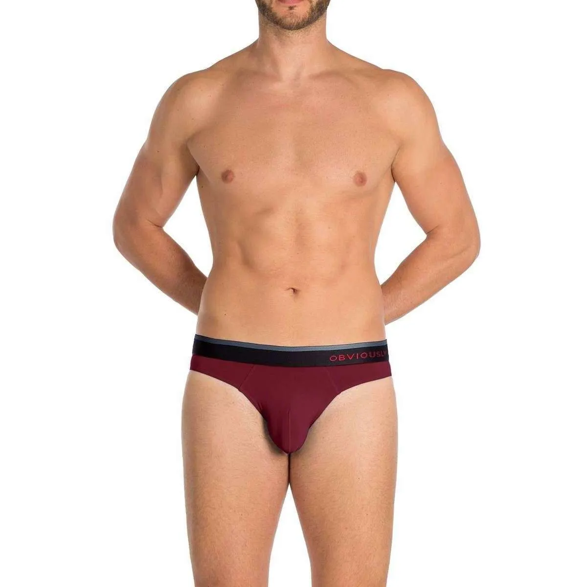 Obviously PrimeMan AnatoMAX Hipster Brief - Maroon Burgundy