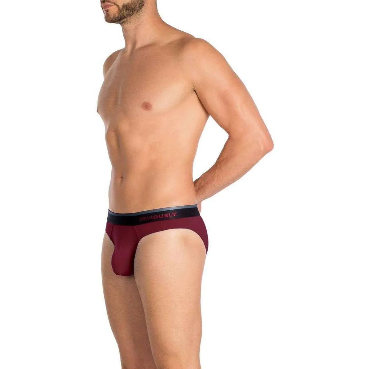 Obviously PrimeMan AnatoMAX Hipster Brief - Maroon Burgundy