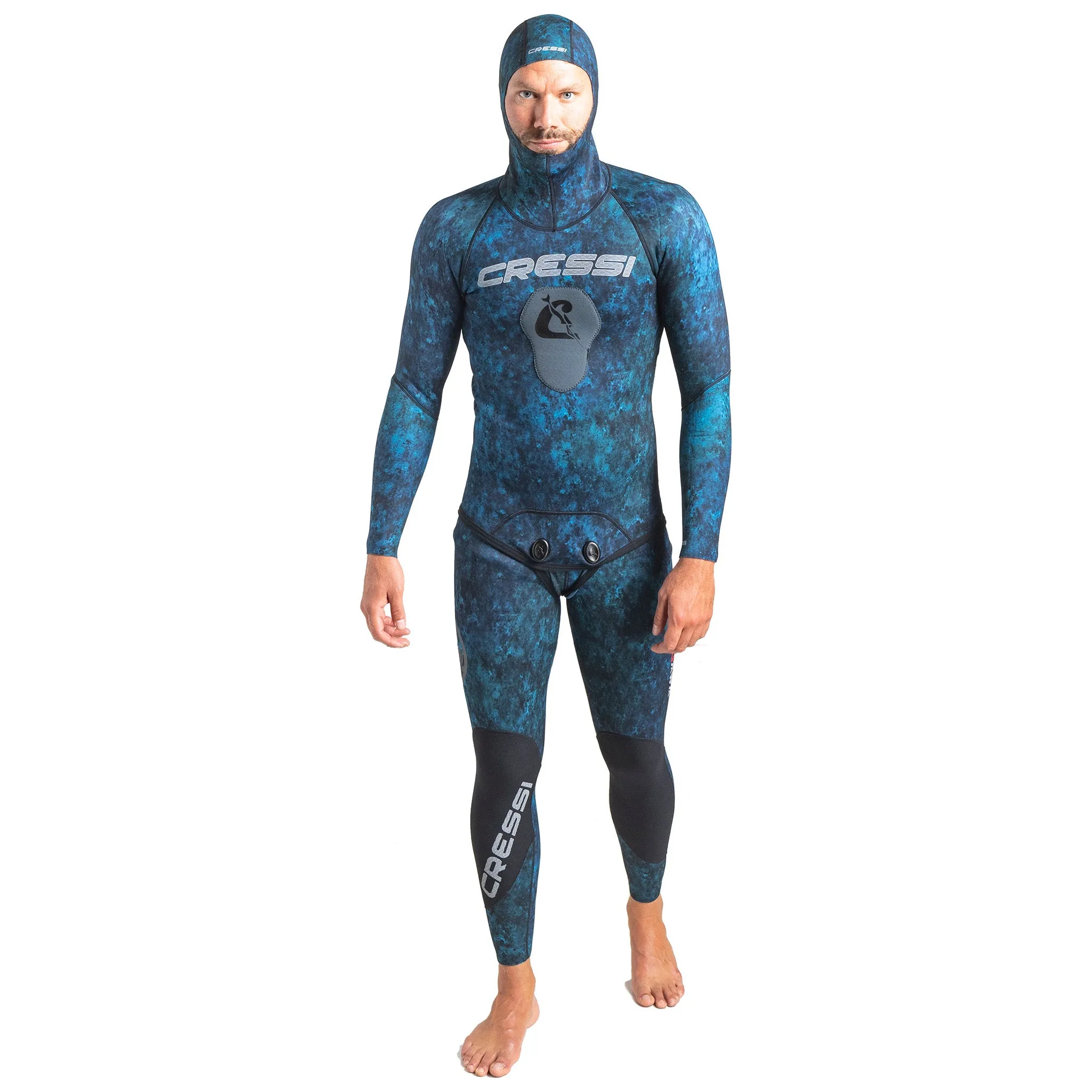 Open Box Cressi 2mm Man Tokugawa Nylon Two-Piece Wetsuit With Hood - 3X-Large