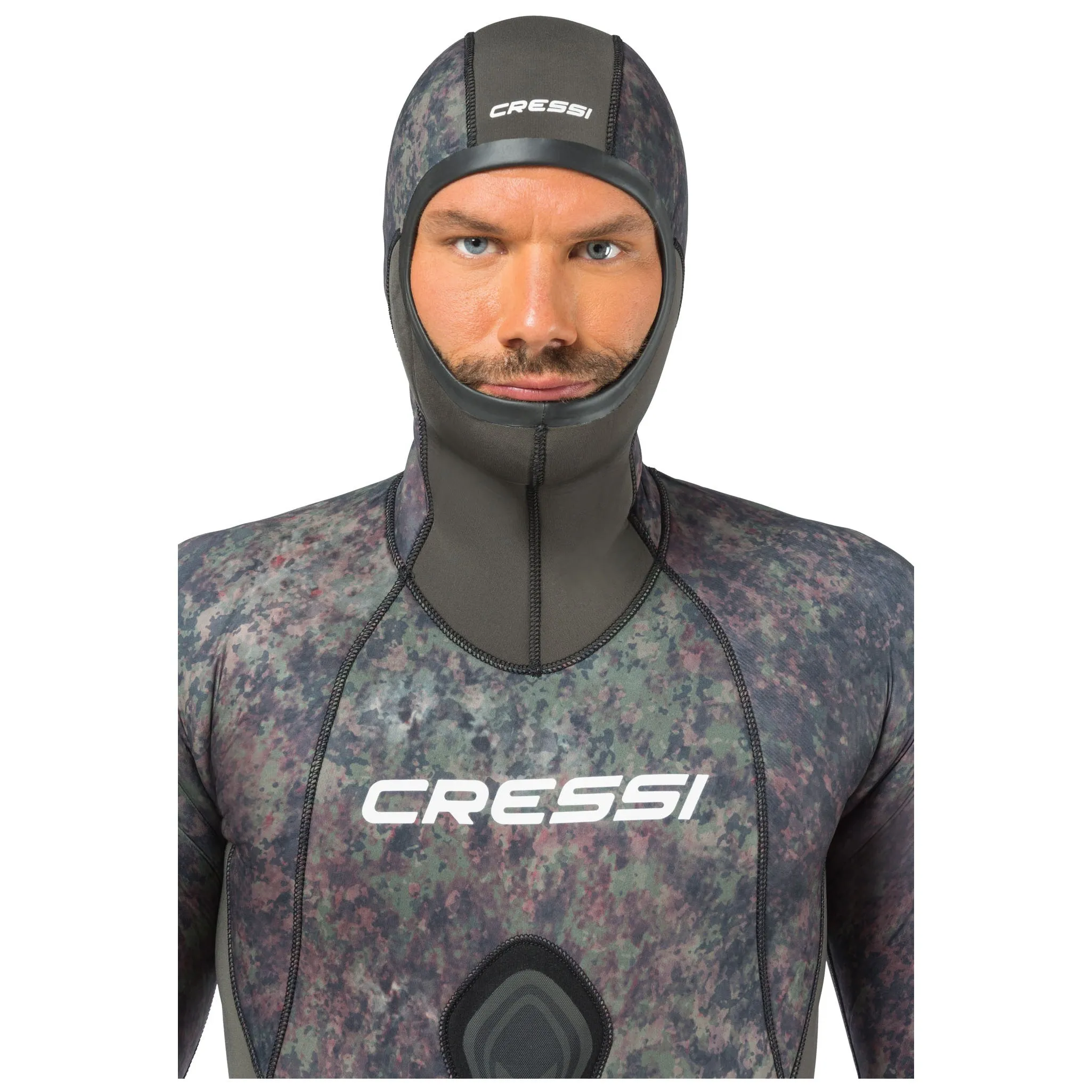 Open Box Cressi 5mm Mens Seppia 1-piece Freediving Wetsuit - Camo Grey - Medium/3 (Top Only, Without Pants)