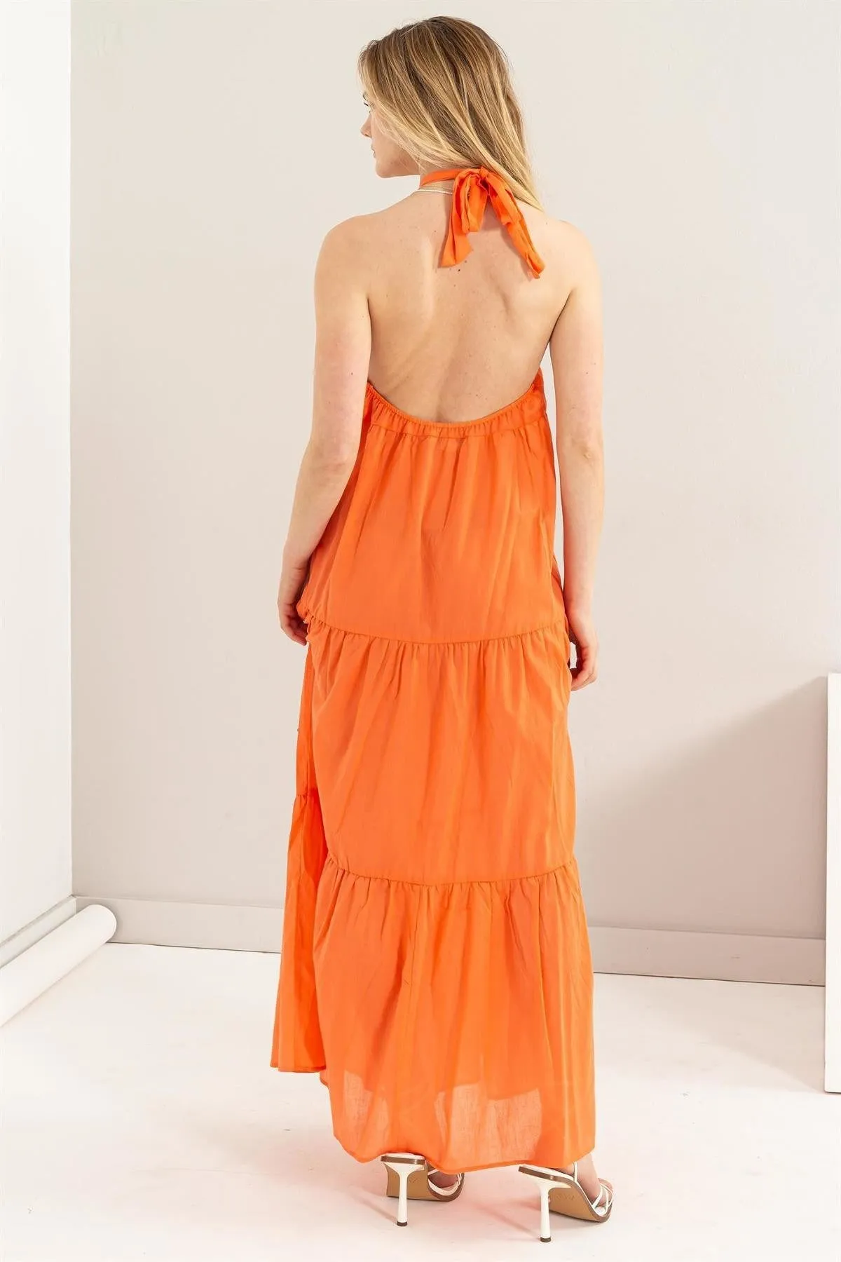 Orange Maxi Halter Dress