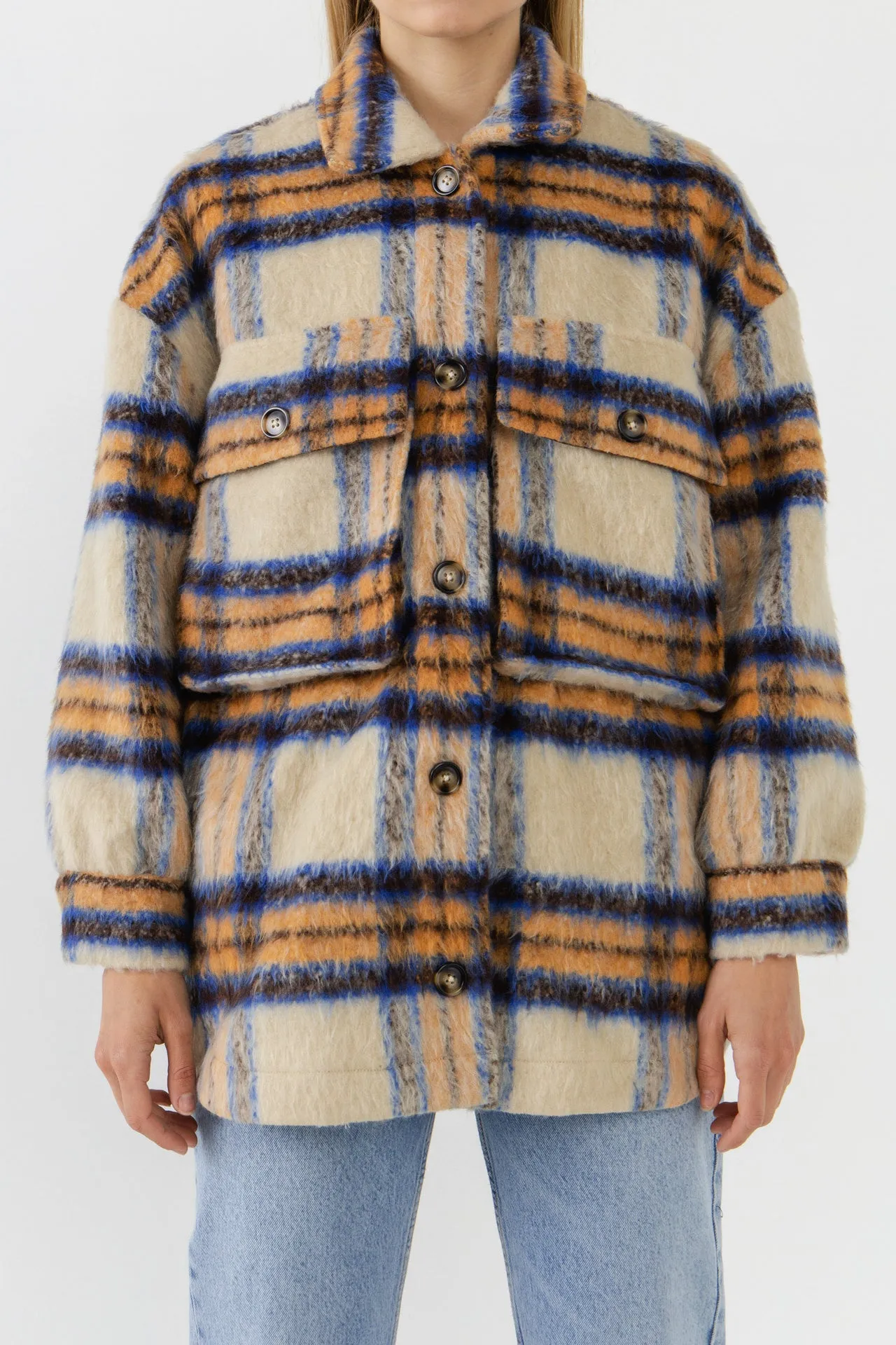 Oversized Plaid Shacket with Pockets