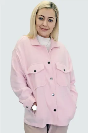 OVERSIZED PLAIN SHACKET- BABY PINK