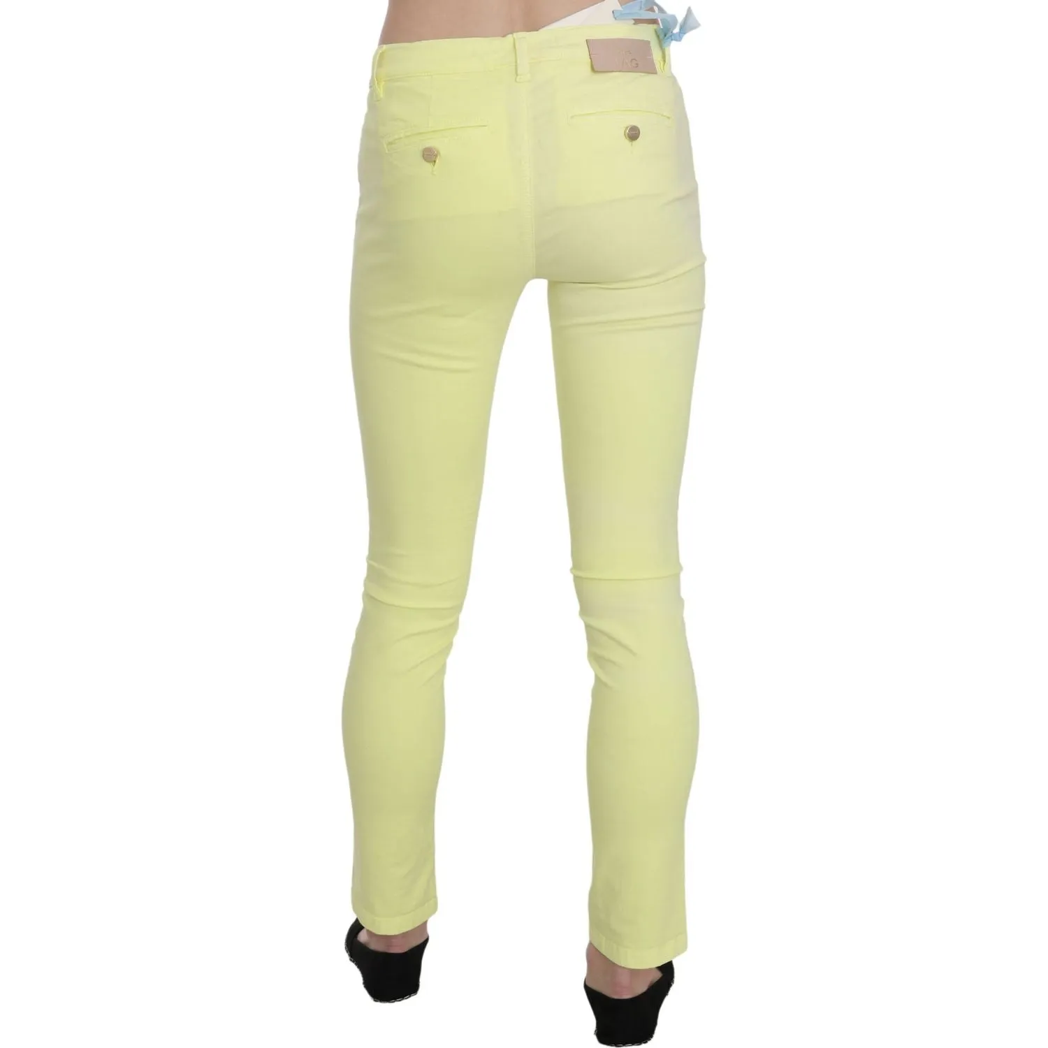 PINKO Chic Yellow Low Waist Skinny Casual Trousers