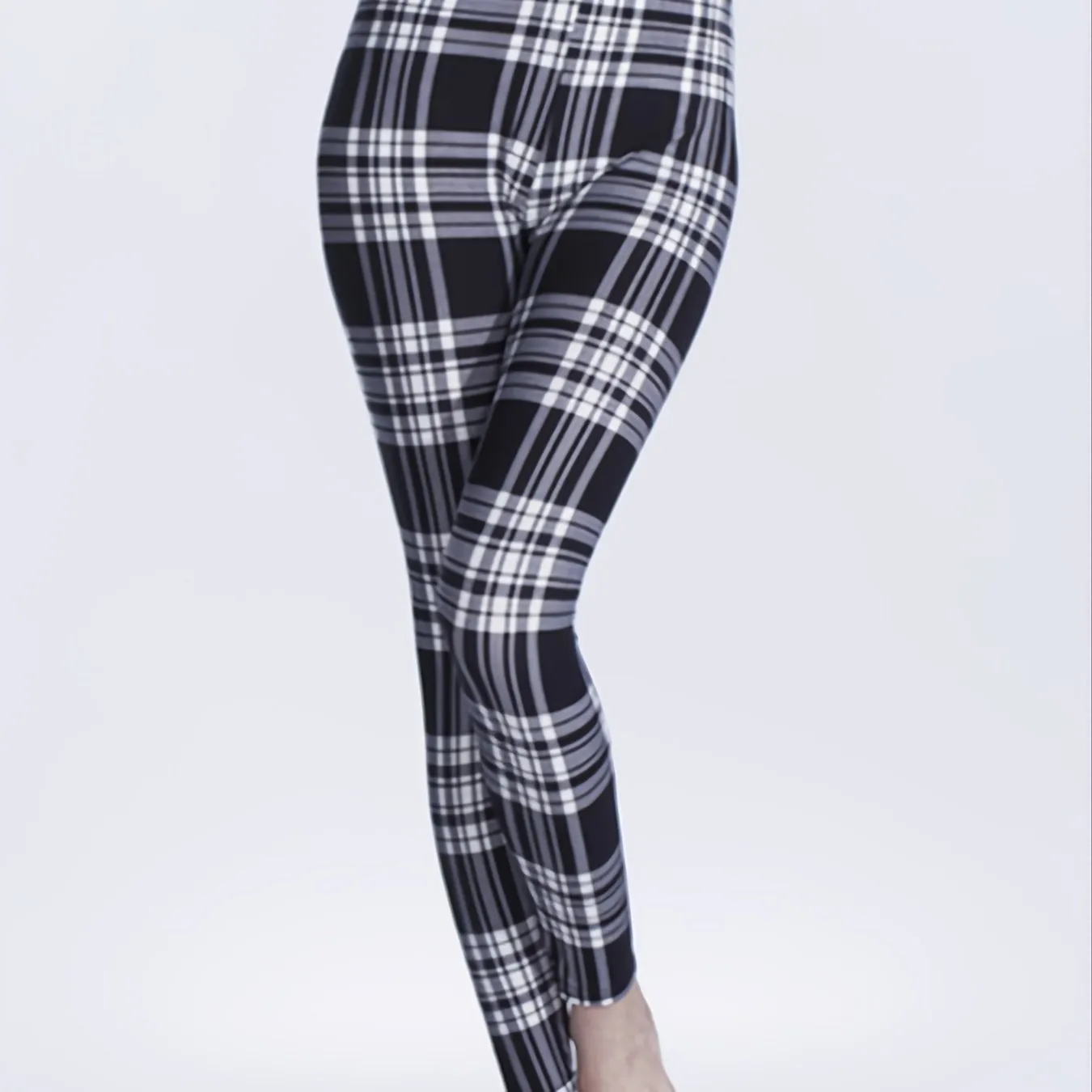 Plaid Print High Waist Leggings for Womens Fashion