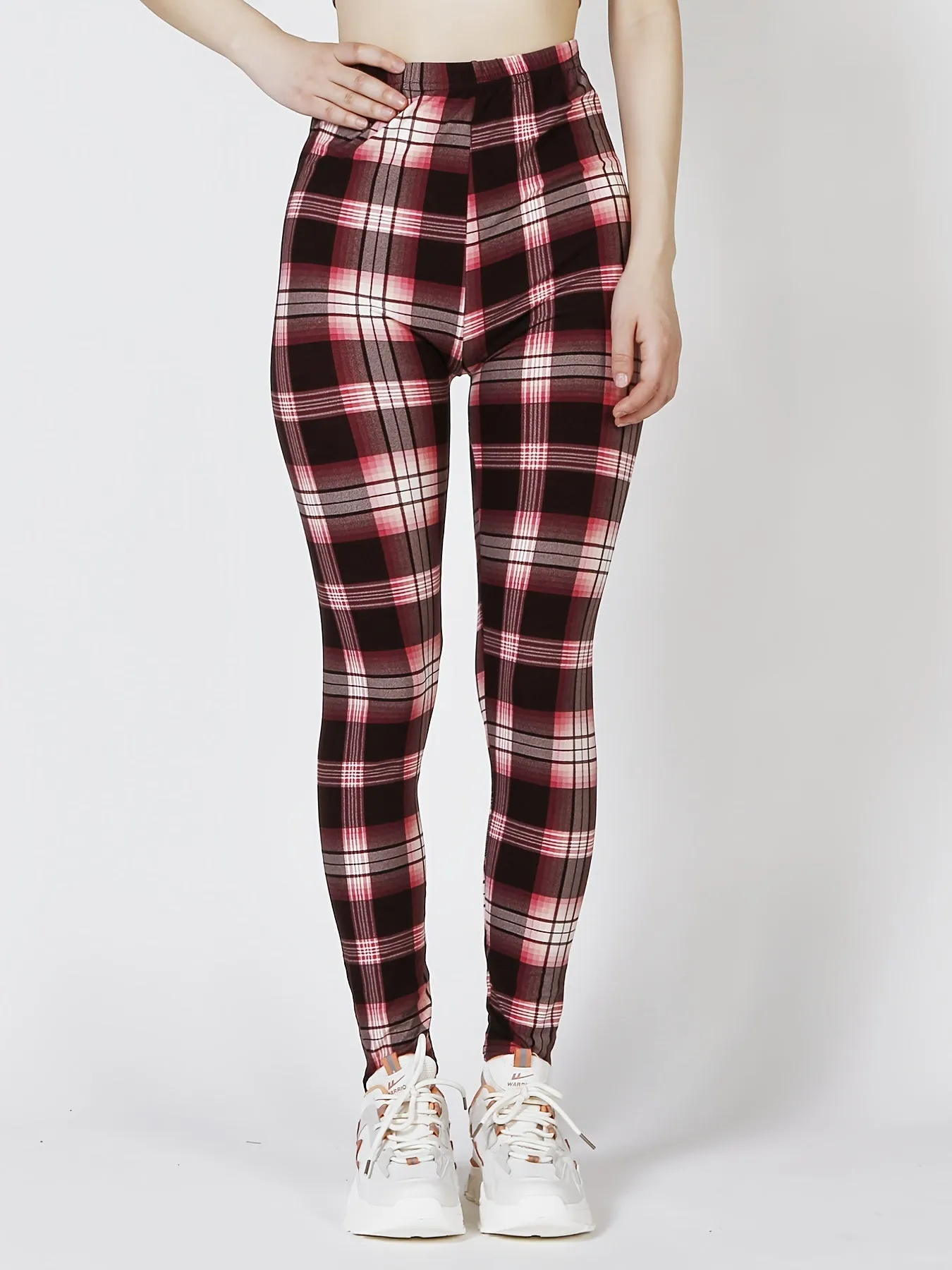 Plaid Print High Waist Leggings for Womens Fashion