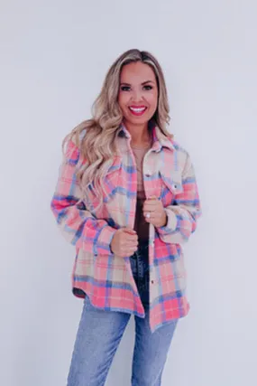 Pleasantly Plaid Pink Shacket