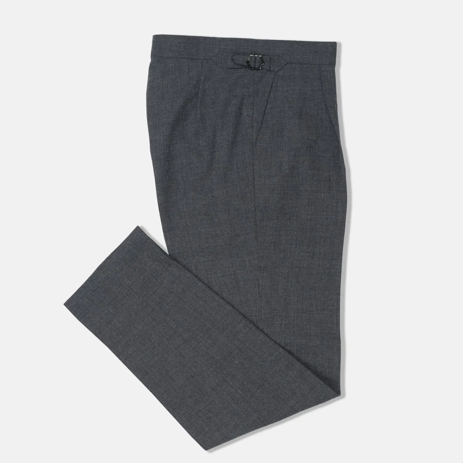 Pleat Front Trouser in Charcoal Grey High Twist Wool