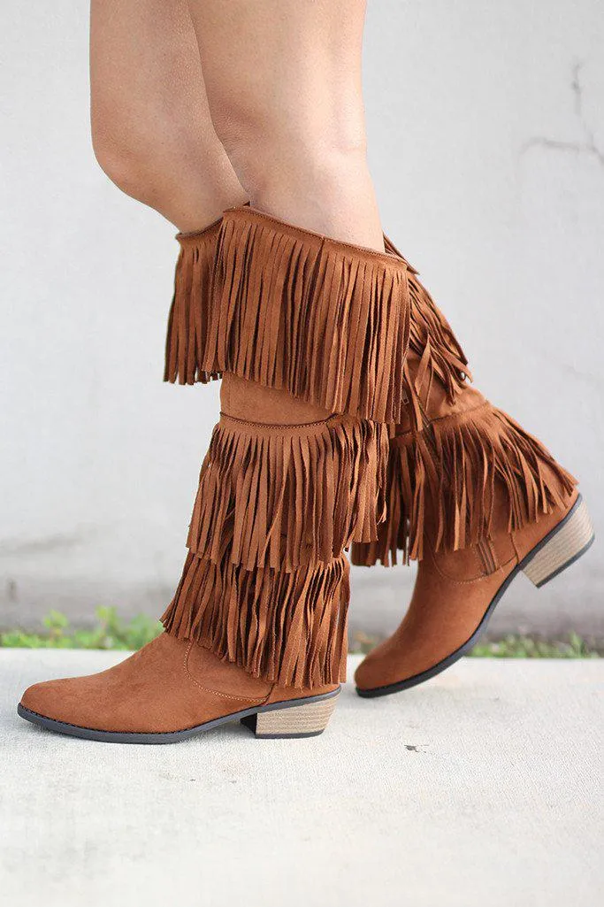 Rust Fringe Boots