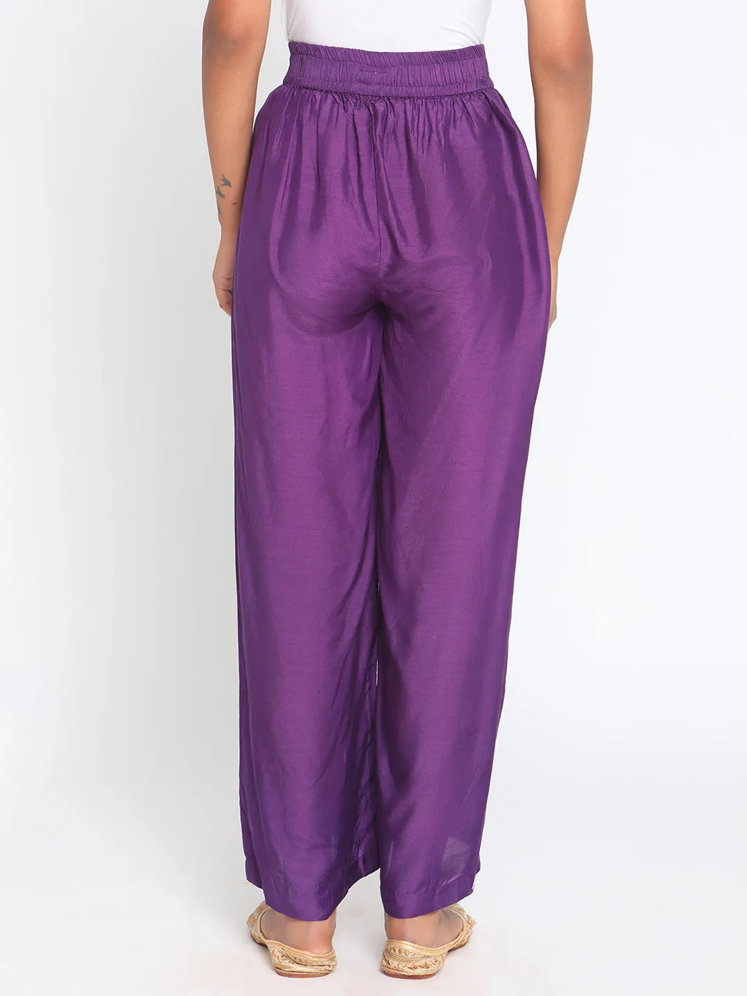 Silk Purple High waist Pant