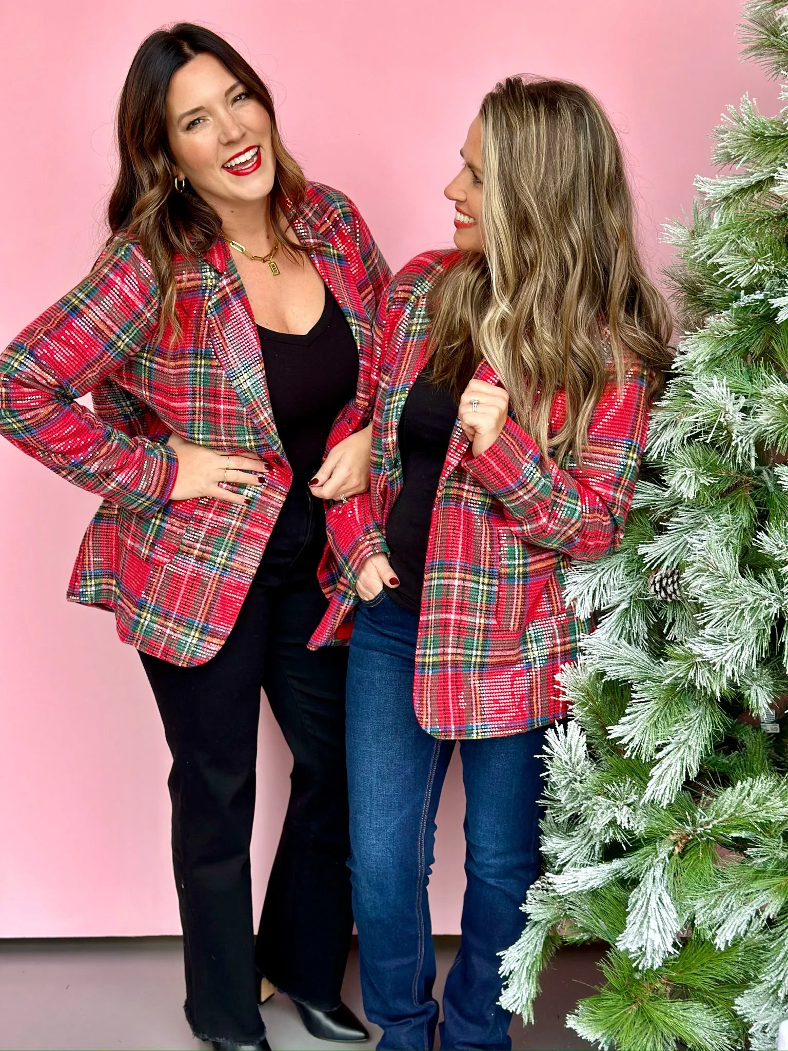 Sparkle for the Holiday Plaid Sequin Blazer