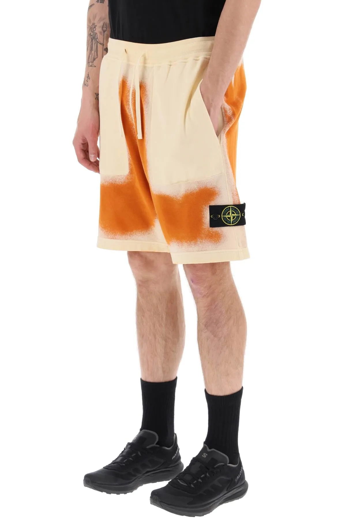 Stone island hand sprayed airbrush jersey shorts