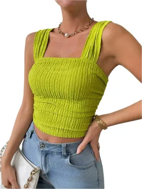 TEEK - Textured Square Neck Wide Strap Tank