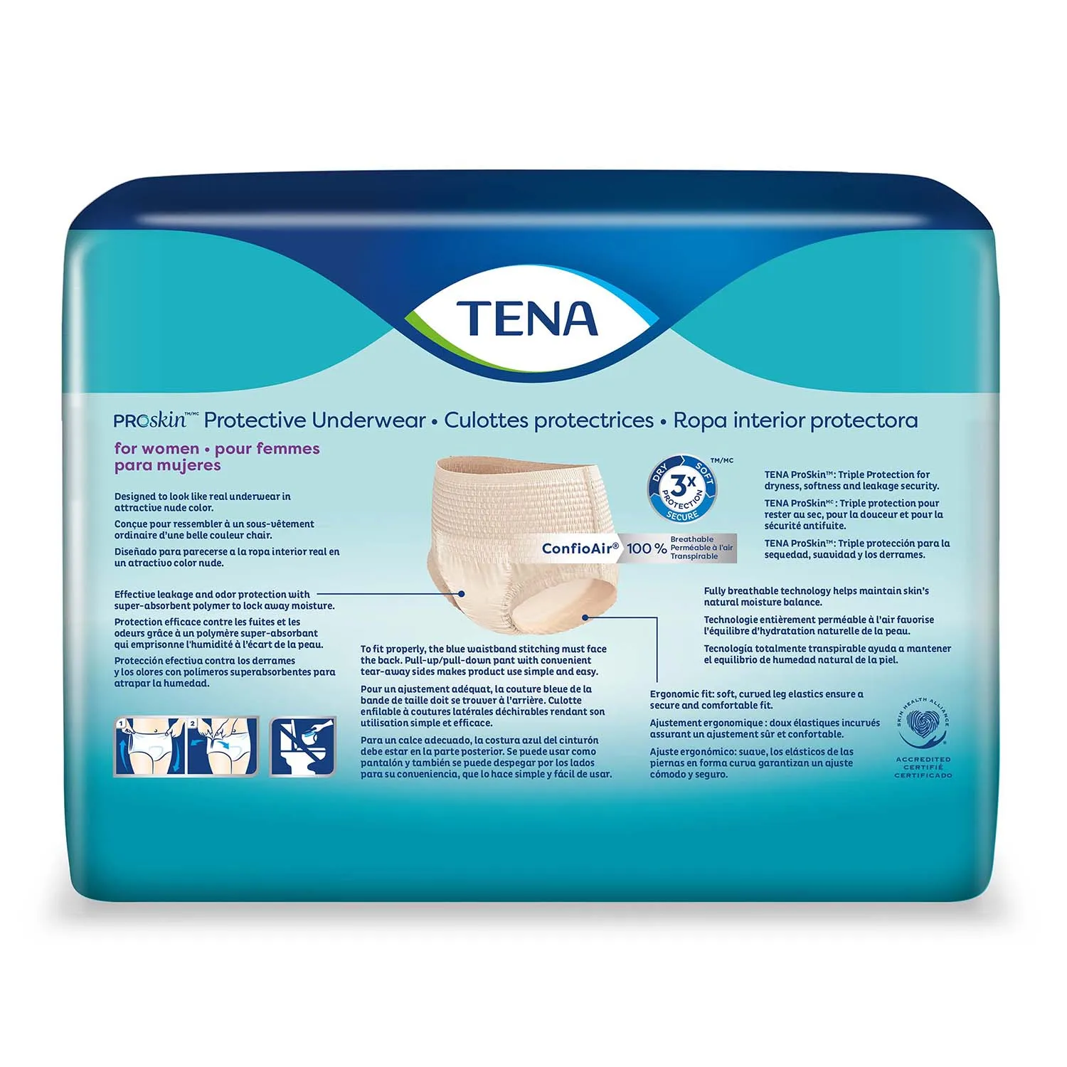 TENA ProSkin Protective Incontinence Underwear for Women 45"- 58", Moderate Absorbency, Large