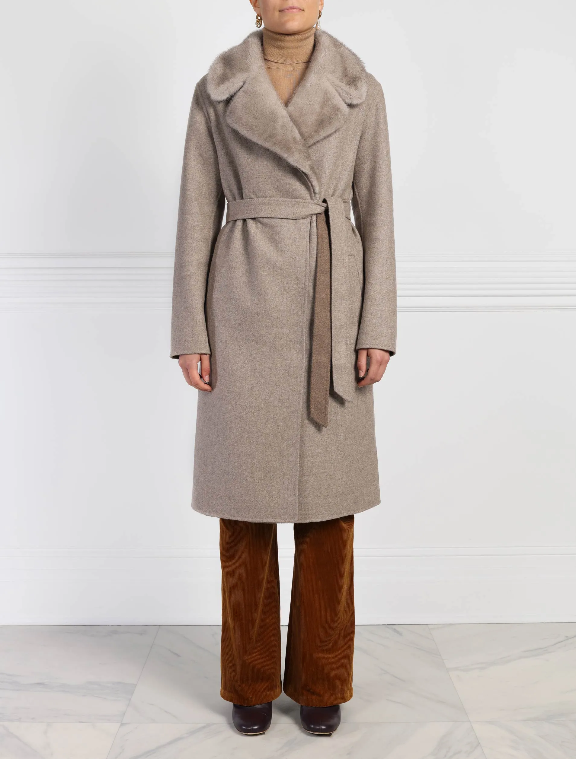 The Aubrey Wool Blend Coat with Mink Fur Collar