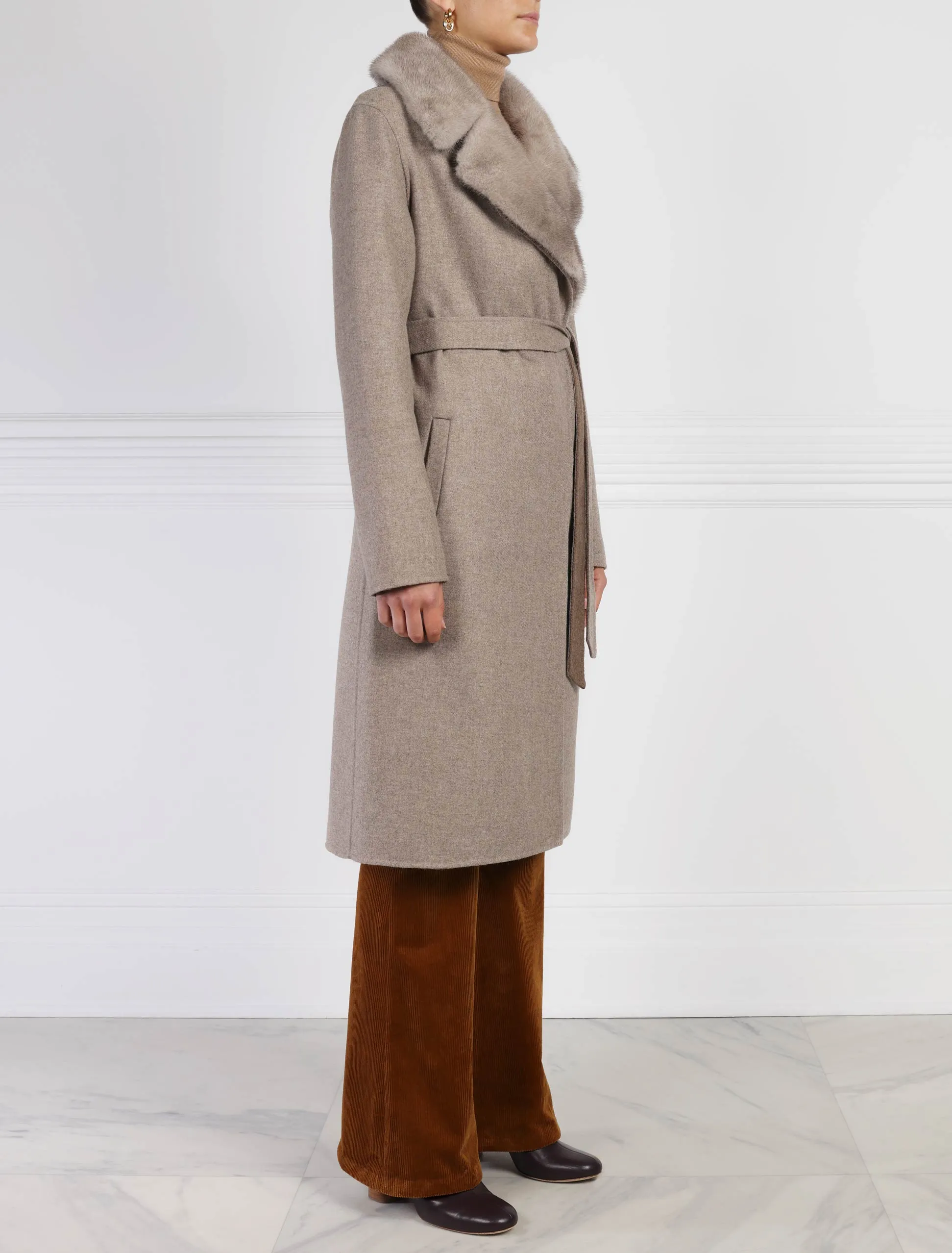 The Aubrey Wool Blend Coat with Mink Fur Collar