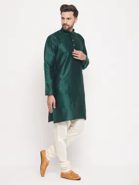 VASTRAMAY Green Woven Kurta Pyjama Set