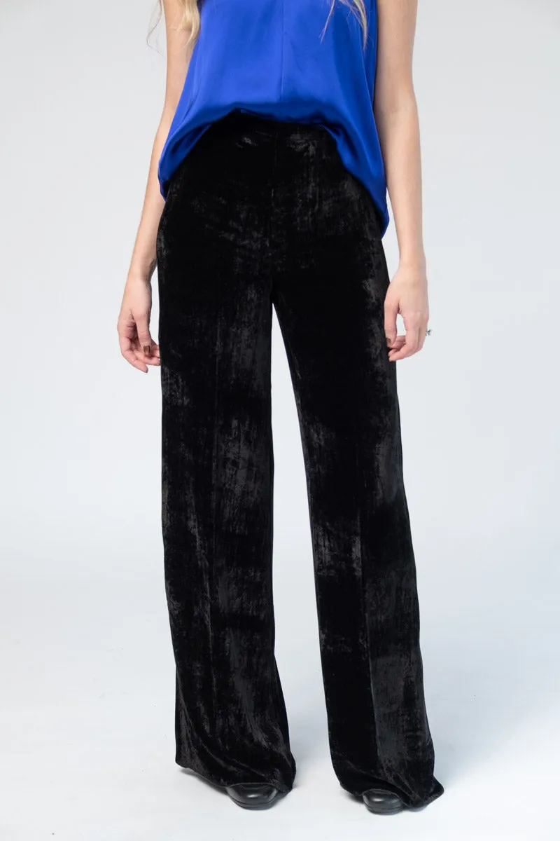 Velvet High Waist Pants in Nero