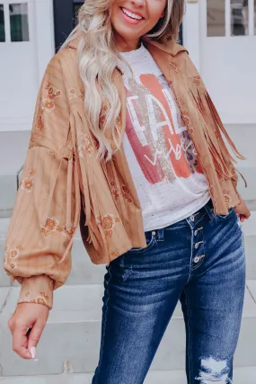 Vintage Feels Fringe Cropped Shacket