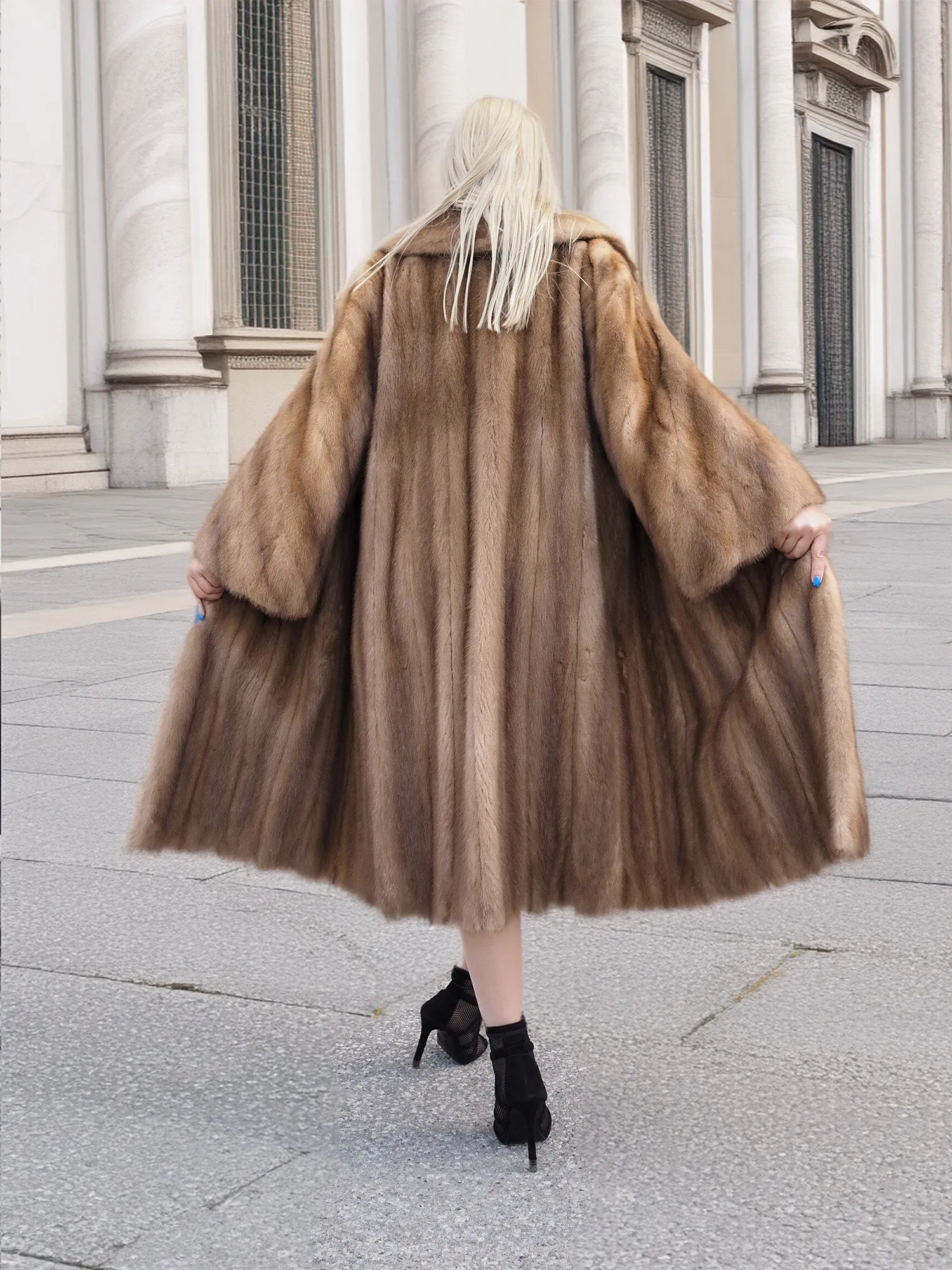 Vintage Pastel Canadian Brown Mink Fur Coat L/XL