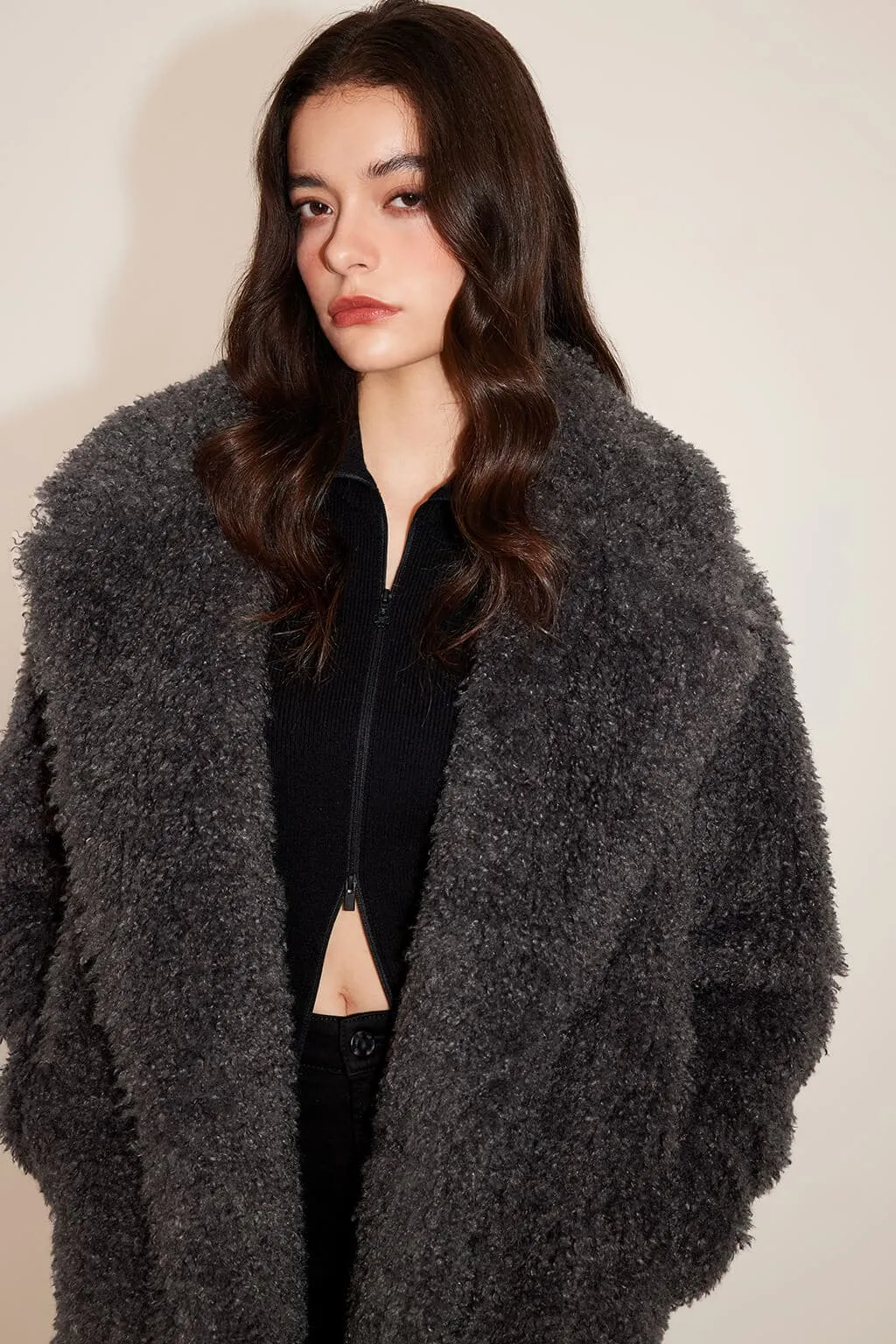 Warm Fur Jacket With Suit Collar (Eco-Friendly)