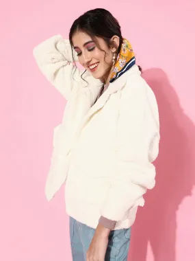 White Faux Fur Oversized Jacket