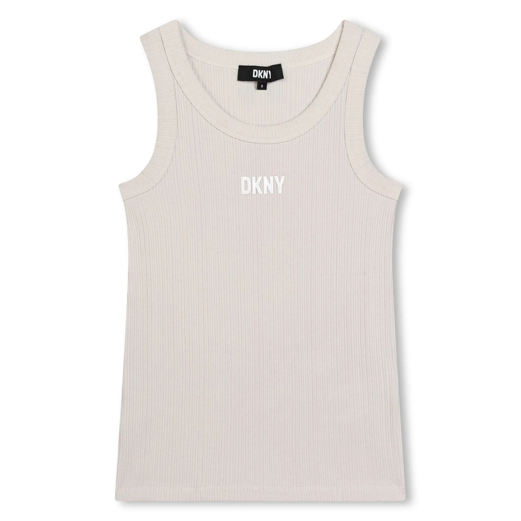 White Ribbed Tank Top with Logo