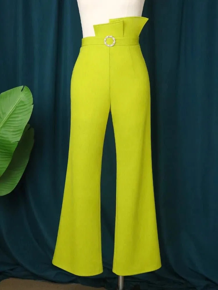 Wide Leg Office Lady Trousers - Trendy and Flattering Full-Length Pants