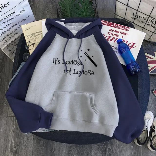 Wjczt Women Hipster Streetwear Sweatshirts 2021 It&#39;s Leviosa Magic Fleece Casual Hoodies Female Autumn Harajuku Tracksuit Brand Hooded