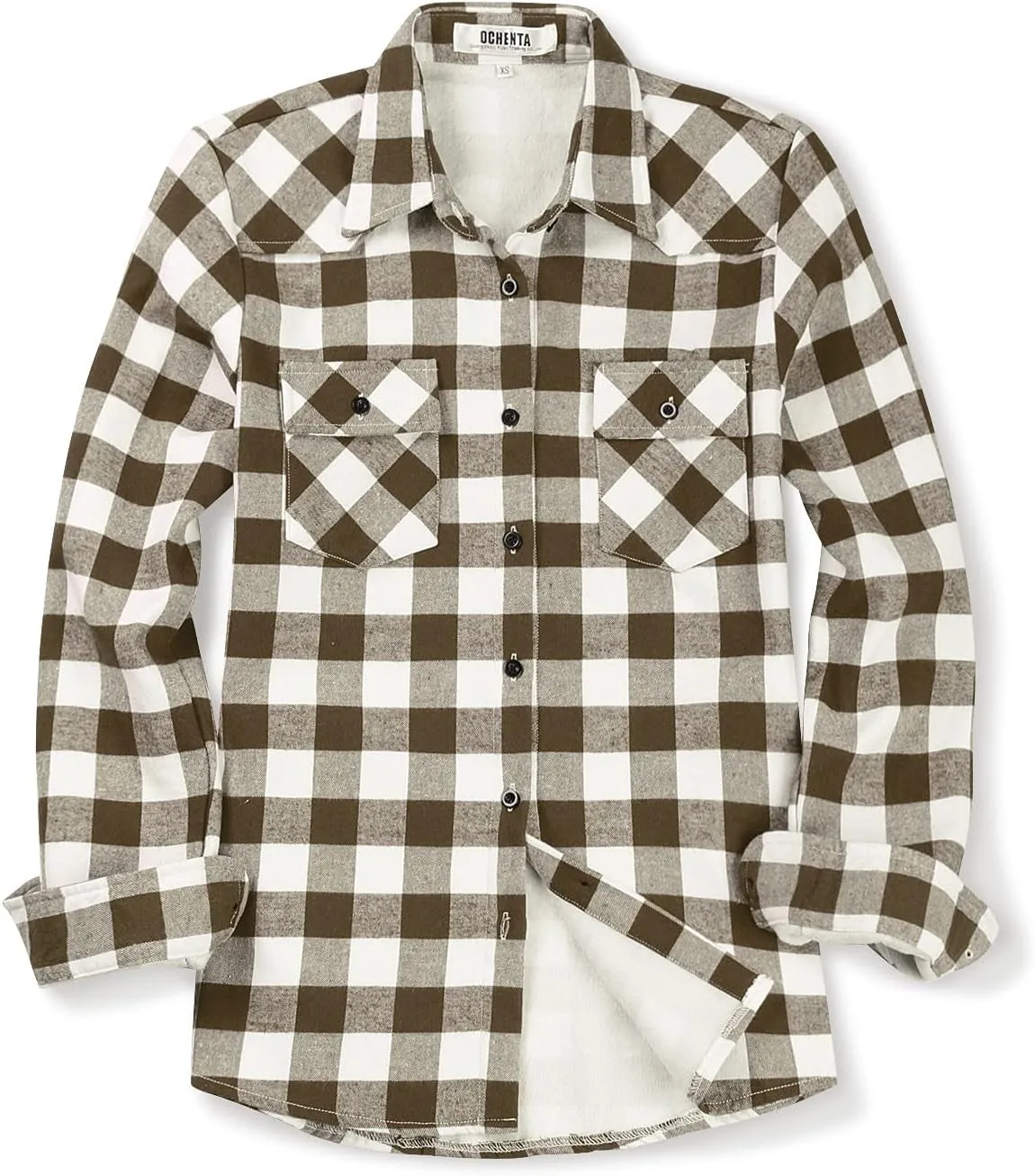 Women'S Flannel Shirts Plaid Shacket, Long Sleeve Fleece Lined Shirt Jacket Winter Tops