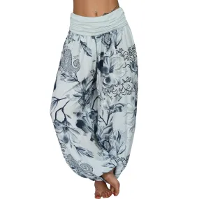 Women's Wide Leg Harem Pants - Casual, Mid Waist, Elastic Waist, Loose Fit