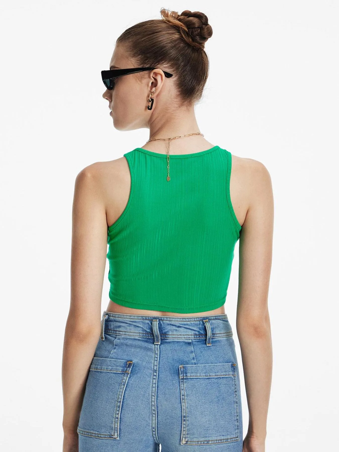 Zipper Front Crop Tank Top