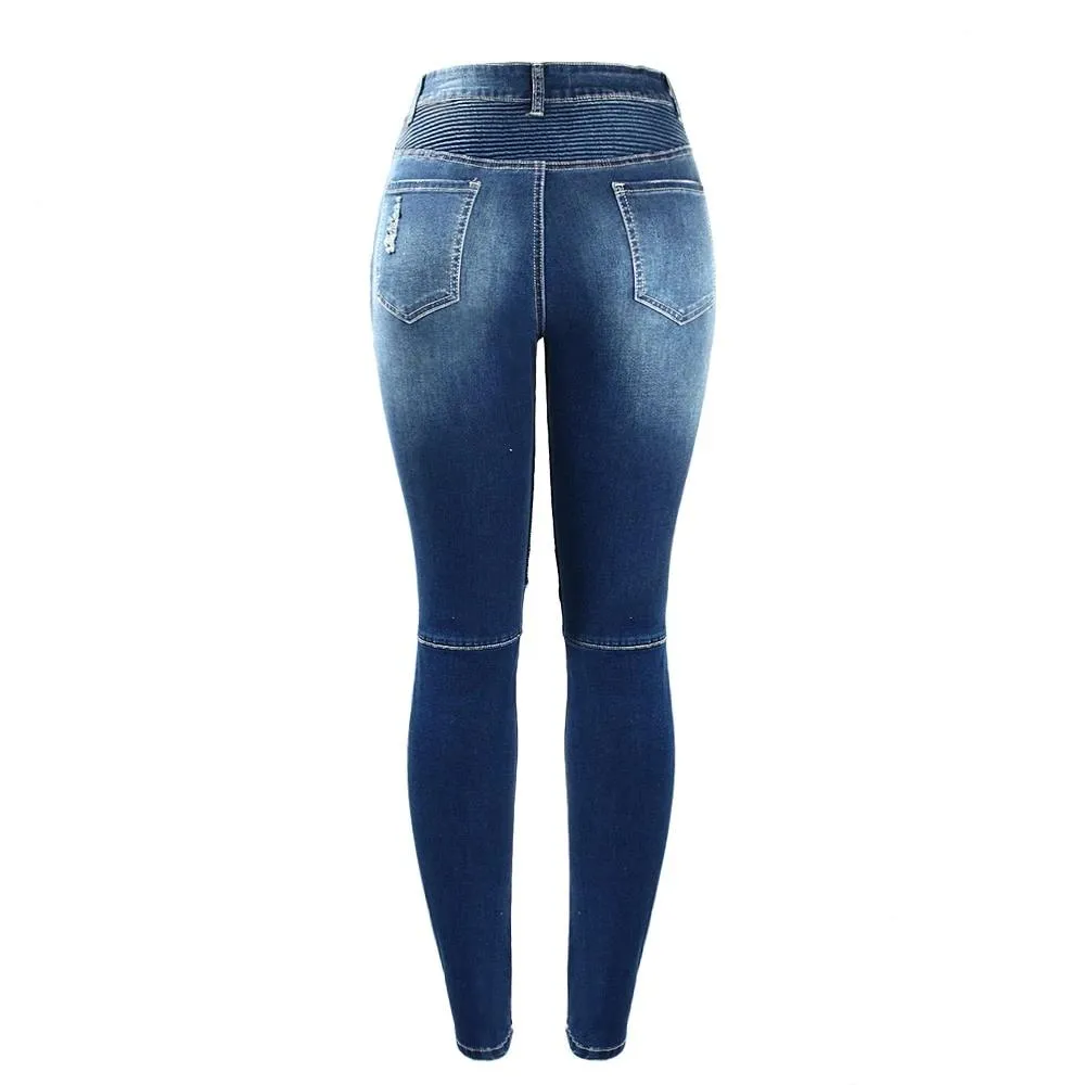 Zipper Mid High Waist Skinny Jean